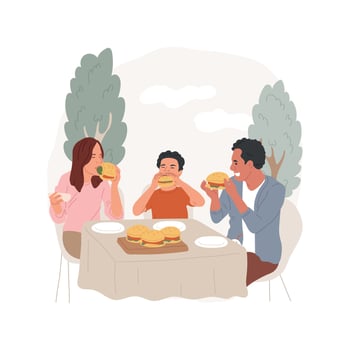 Burgers isolated cartoon illustration. vector