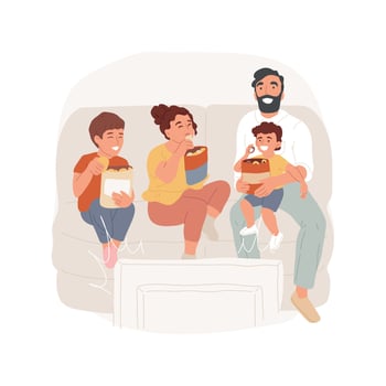 Snacking non-stop isolated cartoon illustration. vector