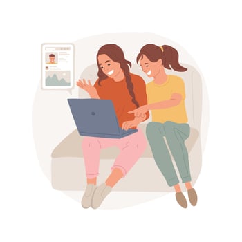 Discussing classmates isolated cartoon illustration. vector