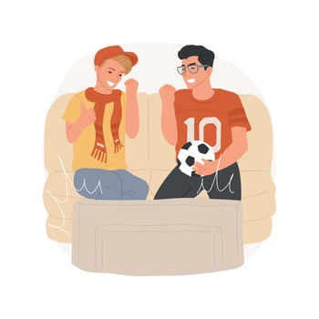 Watching sport game isolated cartoon illustration. vector