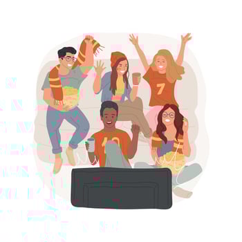 Watching sports isolated cartoon illustration. vector