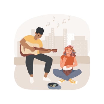Street music performance isolated cartoon illustration. vector