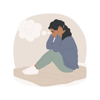 Suicidal thoughts isolated cartoon illustration. vector
