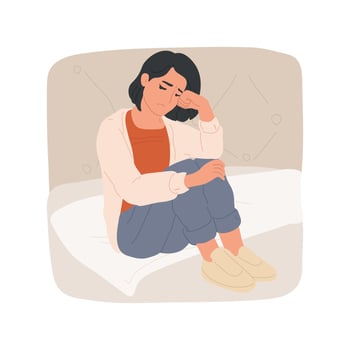 Signs of depression isolated cartoon illustration. vector