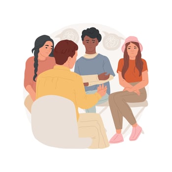 Group session isolated cartoon illustration. vector