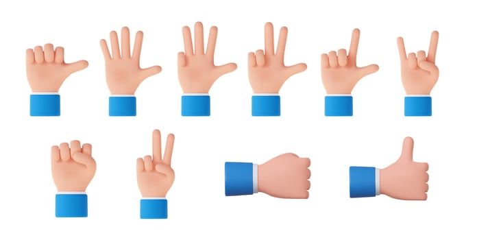3d Hands set. vector