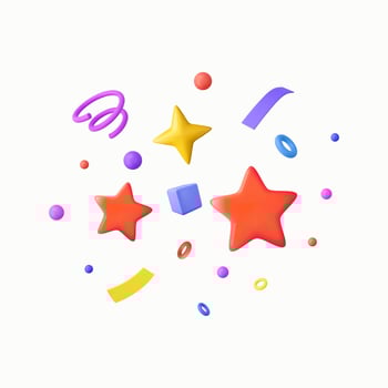 3D Party confetti with star and serpentine ribbon. vector