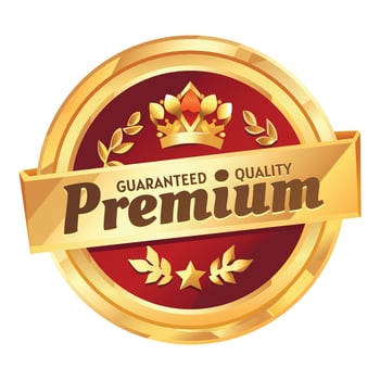 Golden and Red Premium Quality Guarantee Badge or Seal vector