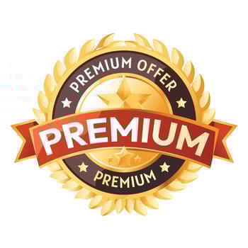 Gold Premium Offer Badge with Red Ribbon vector