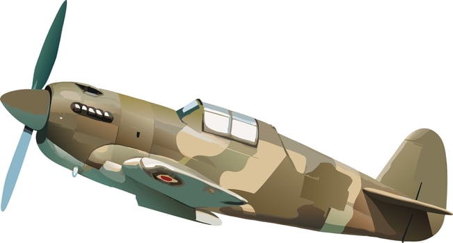 World war ii fighter plane flying in the sky vector