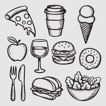 Food and Drink Silhouette Icons vector