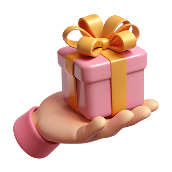 Cartoon human hand holding pink gift box 3d illustration png
