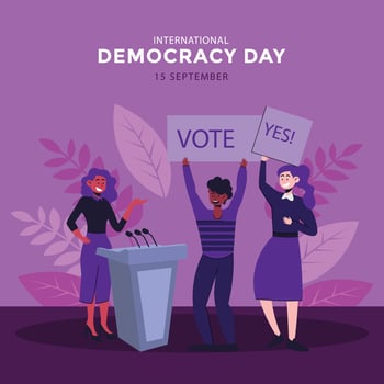 International Day of democracy. 15th September Democracy day with people casting vote in ballot box. vector