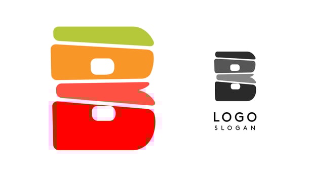Bright colorful letter B, layers blocks like sandwich, stone balancing or rock stacking. Modern cartoon monogram for kid joyful book, fun logo. illustration vector