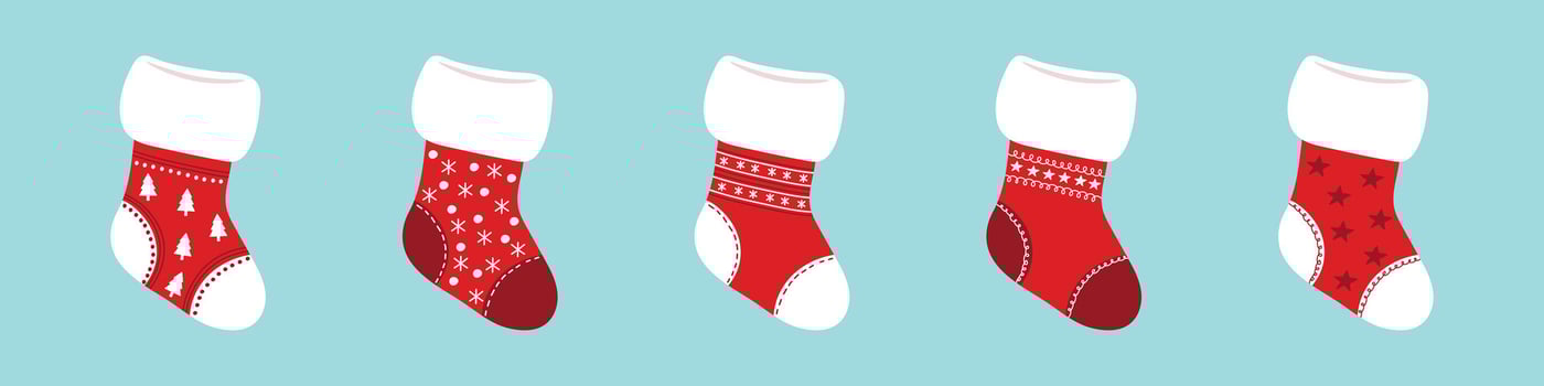 Set of bright Christmas socks. Christmas winter cute socks. vector