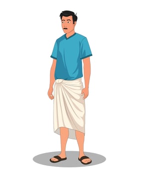 Village Man Character Design in a Simple Standing Pose vector