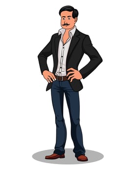 A businessman with mustache cartoon character design vector