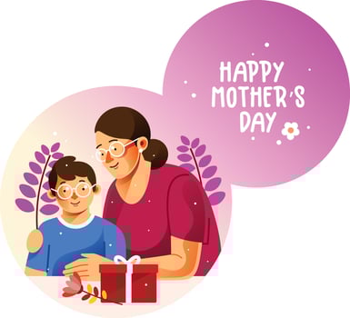 Mother and Her Boy on Mother's Day vector
