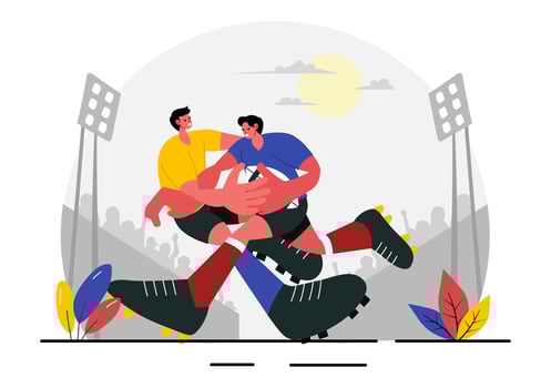 Rugby Player Kicking the Ball Illustration in a Stadium for a Championship Tournament in Flat Style vector