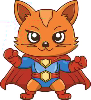 Cute Cat Animal Superhero Cartoon Drawing vector