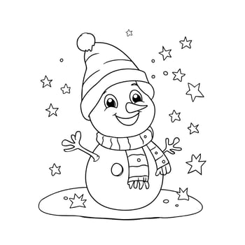 Snowman coloring pages for kids vector