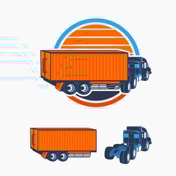 Rear view of trailer truck vector