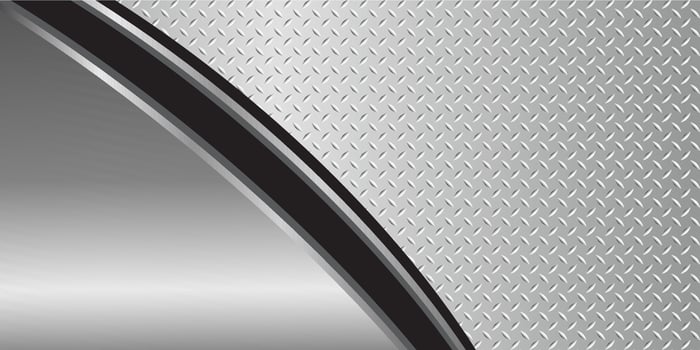 3D silver-gray metallic texture with a glossy chrome finish and diamond plate pattern. vector