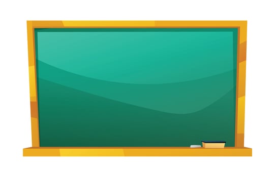 Blackboard with eraser and chalk. Cartoon illustration vector