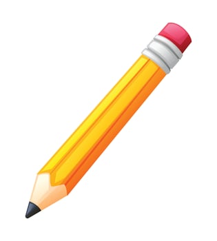 Pencil with eraser, used for writing, drawing, or sketching. Cartoon illustration vector