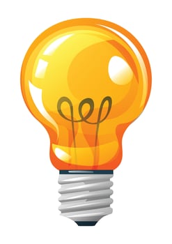 Lightbulb cartoon illustration. Representing ideas, innovation, and creativity vector