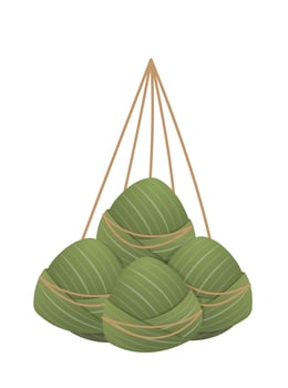A bunch of Zongzi illustration or icon for Dragon Boat Festival, wrapped glutinous rice vector