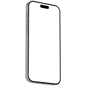Isolated mockup template for of white titanium smartphone. Isometric style view, and without background png