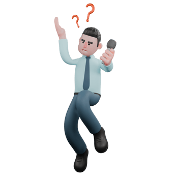 Illustrated Economic Professional. A male financial analyst is jumping with his left hand raised holding a mic while his right hand is open upwards. 3D Male Financial Analyst png