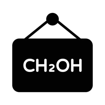 Chemical formula for methanol, commonly used in organic chemistry vector