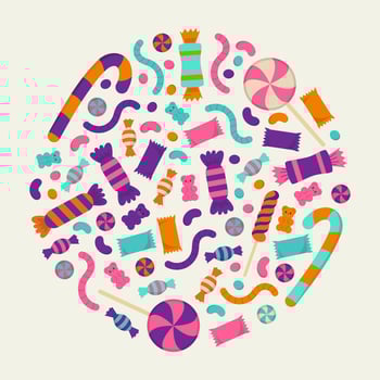 Halloween illustration with sweets and candies vector