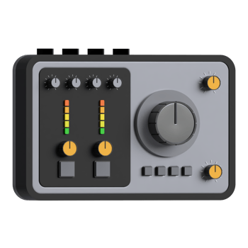 3D icon of sound card audio interface in classy gray black color png