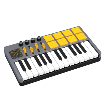 3D Icon of digital midi controller keyboard in gray yellow color png