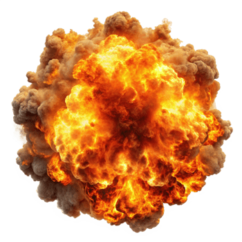 Dynamic Fire Explosion with Thick Smoke png