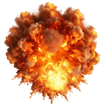 Huge Fireball Explosion with Bright Flames png
