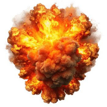 Fiery Explosion with Smoke and Sparks png