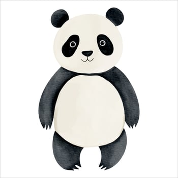 Cute watercolor panda. Illustration of hand drawn bear. Wild jungle safari animals. vector