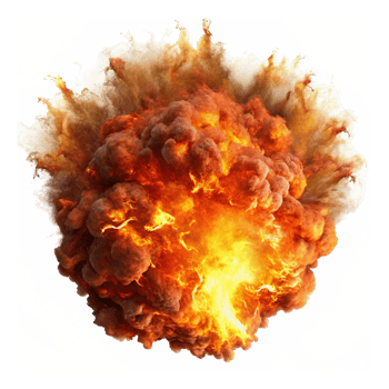 Powerful Fireball Explosion with Intense Brightness png