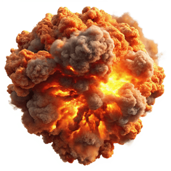 Blazing Fireball Explosion with Thick Smoke png