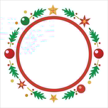 Christmas wreath frame with red and green decorations vector