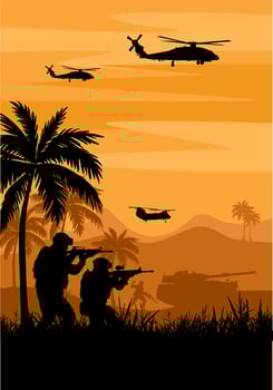 background military army silhouette vector