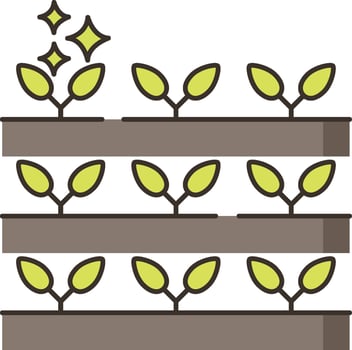 A row of plants with leaves growing on them vector