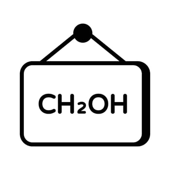 Chemical formula for methanol, commonly used in organic chemistry vector