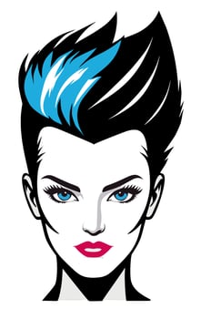 Mohawk with medium-length hair, short on the sides and vibrant colors for modern 2000s style vector