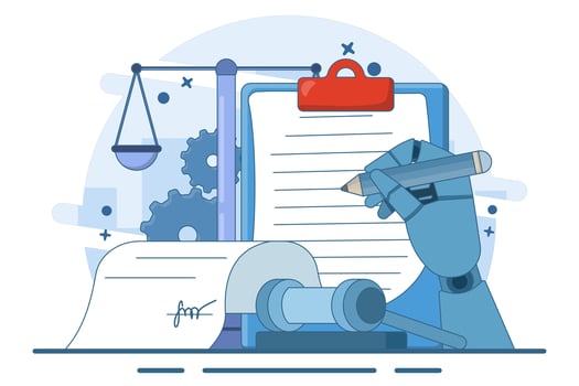 Concept of signing legal documents, electronic contracts or online agreements. Reading and signing the terms and conditions of the contract. To-do list. Flat illustration on background. vector