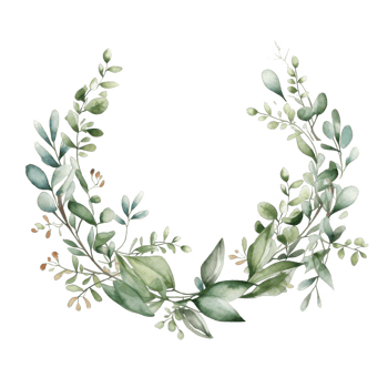 Watercolor Painting of a Green Foliage Wreath png